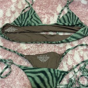 acacia swimwear Green Zebra Print Bikini